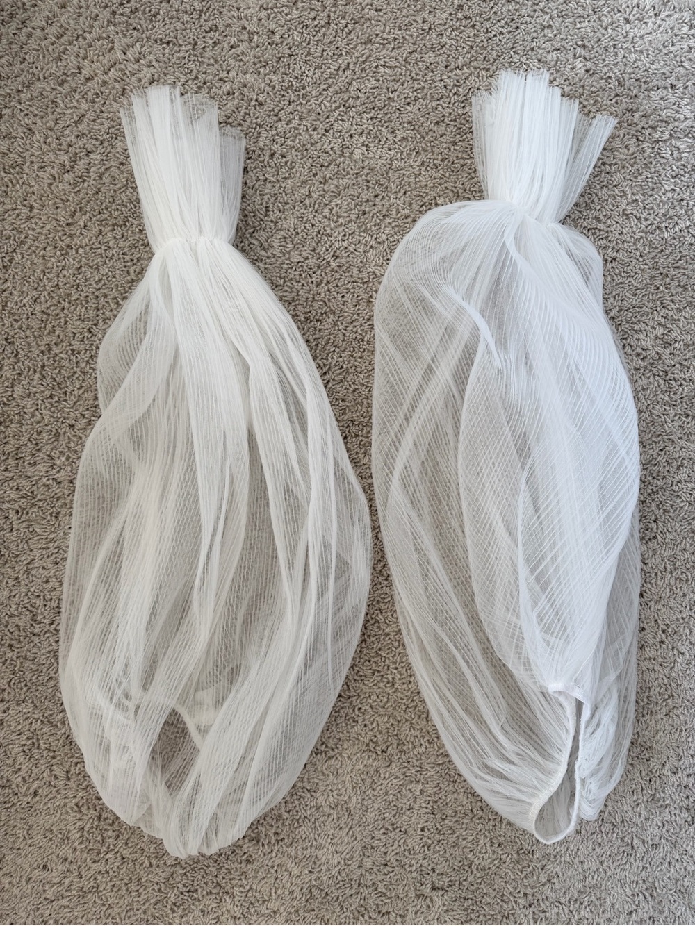 White Tulle Fabric Sleeves or Netting - Pair